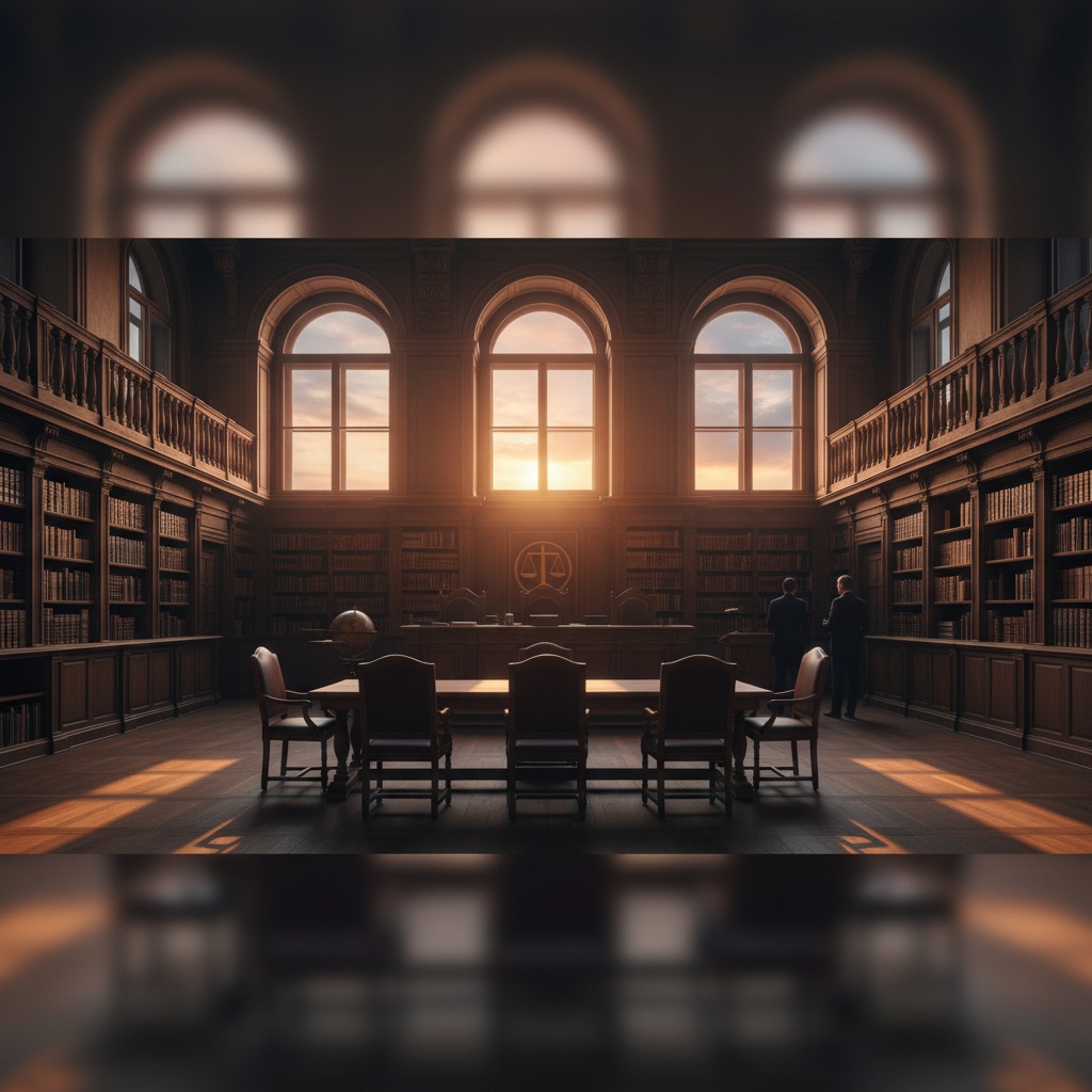 Sentenza CGUE Folkerts — aula del tribunale vuota con biblioteca giuridica