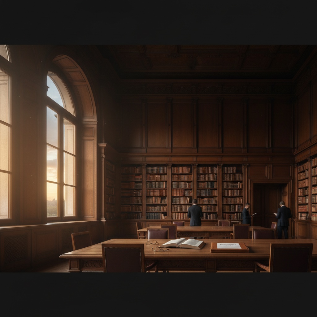 Sentenza CGUE Krusemann — aula del tribunale vuota con biblioteca giuridica