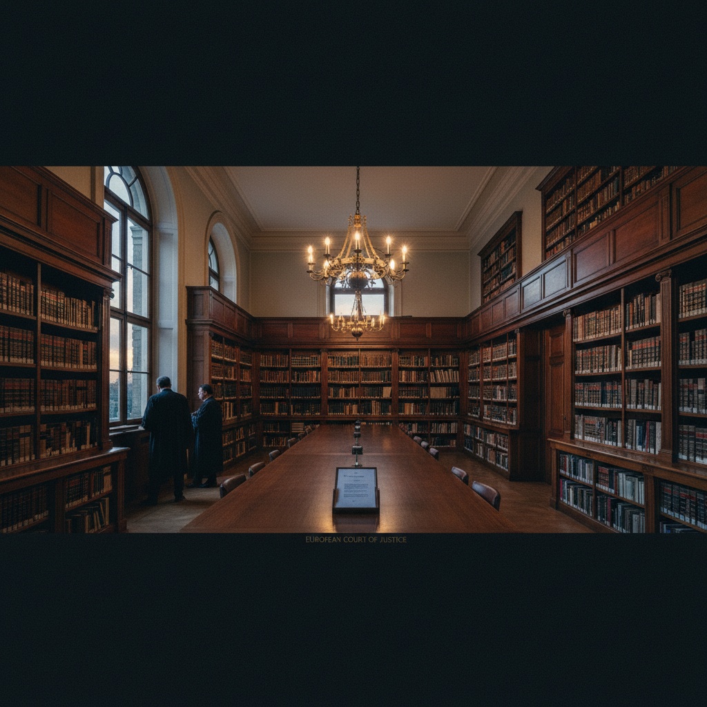 Sentenza CGUE Sturgeon — aula del tribunale vuota con biblioteca giuridica