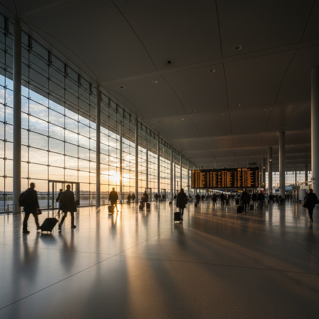 Aeroporto Roma Fiumicino (FCO) — interno moderno con tabelloni partenze