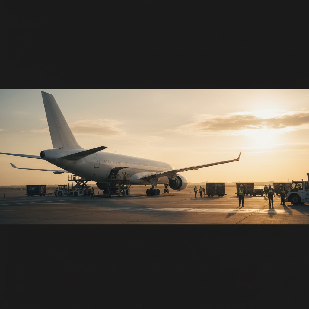 Aereo passeggeri Lufthansa al gate al tramonto